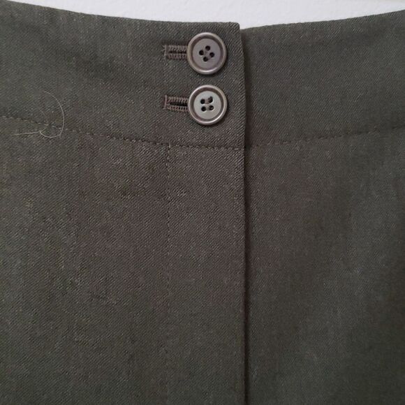 Talbots Pant Womens 8P Olive Wool Flat Front Trouser - Picture 2 of 5